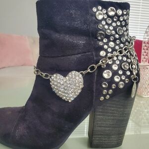 ROCK GIRL JEWELRY Silver HEART Boot Bracelet